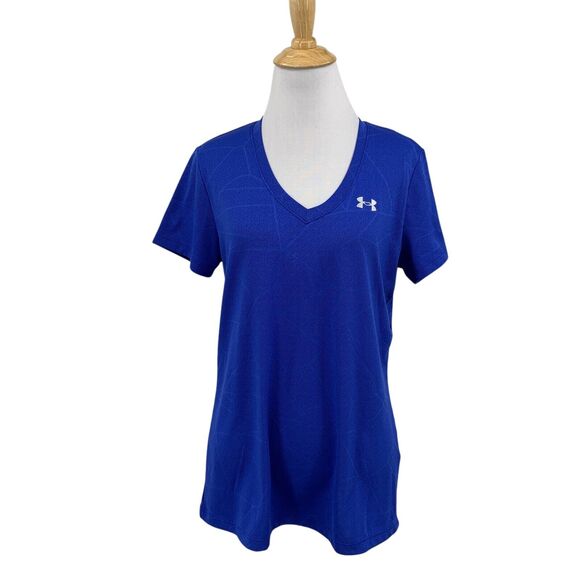 Under Armour T Shirt Womens S Small Surf Heatgear Loose Fit Short Sleeve V Neck - Picture 1 of 10